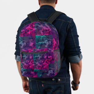 Military Purple Grey Camouflage Pattern Printed Backpack