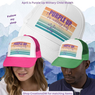 Military Purple Up Military Kids Trucker Hat