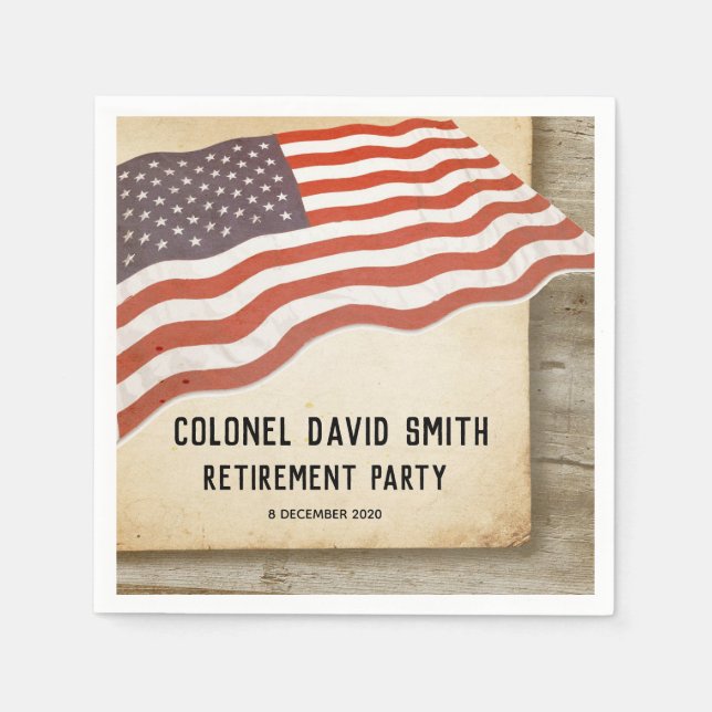 Military Retirement, Army,  Cocktail Paper Napkins (Front)