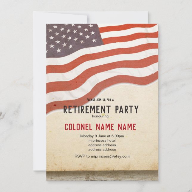 Military Retirement, Army,  retirement party Invitation (Front)