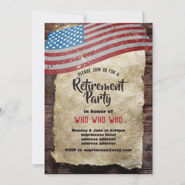 Military Retirement, Army,  retirement party Invitation (Front)