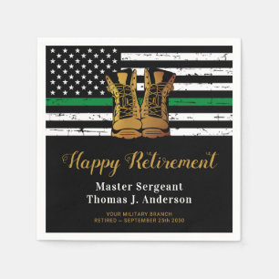 Military Retirement Army Thin Green Line Flag Napkin