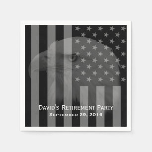 Military Retirement Bald Eagle & US Flag Formal Napkin
