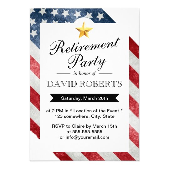 Military Retirement Gold Star & American Flag Card