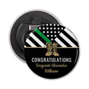 Military Retirement Green Line Flag Patriotic Army Bottle Opener