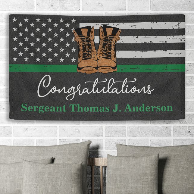 Military Retirement Leather Thin Green Line Army  Banner (Creator Uploaded)