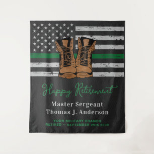 Military Retirement Leather Thin Green Line Army  Tapestry