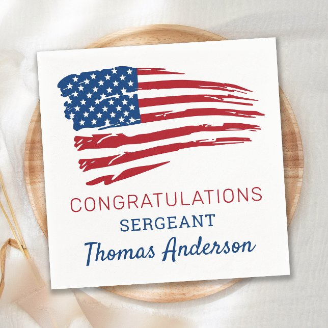 Military Retirement Party American Flag Patriotic Napkin (Creator Uploaded)