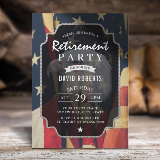 Military Retirement Party Patriotic American Flag Invitation (Creator Uploaded)