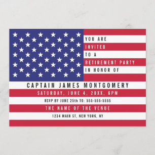 Military Retirement Party Patriotic American Flag Invitation