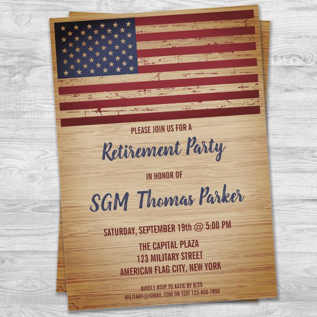 Military Retirement Patriotic American Flag Invitation (Creator Uploaded)