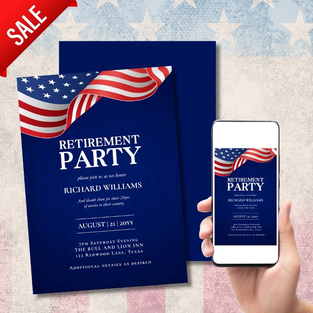 MILITARY RETIREMENT Patriotic US FLAG Template (Creator Uploaded)