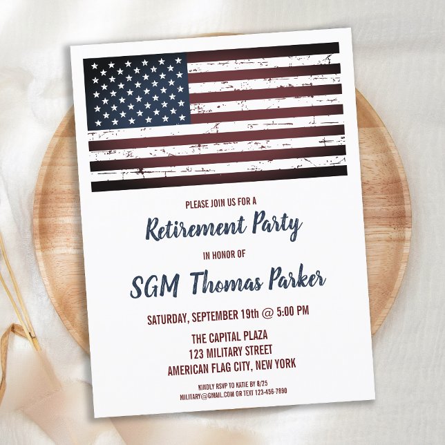 Military Retirement Stars Stripes America Flag Announcement Postcard (Creator Uploaded)
