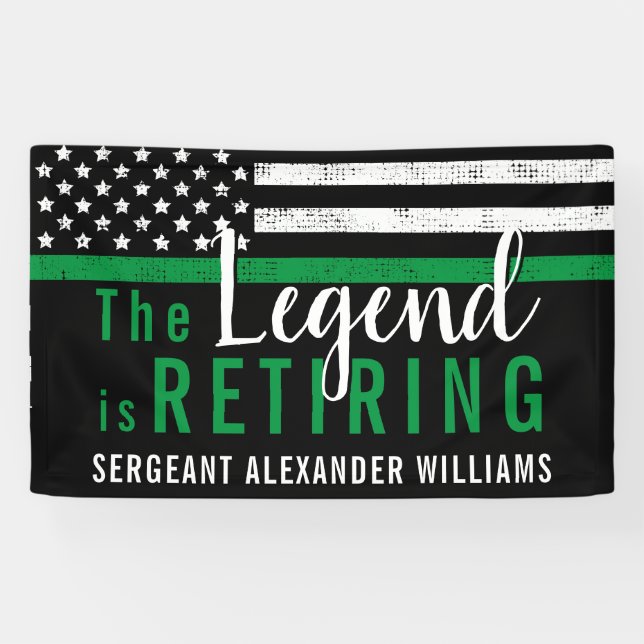 Military Retirement Thin Green Line Flag Army Banner (Horizontal)