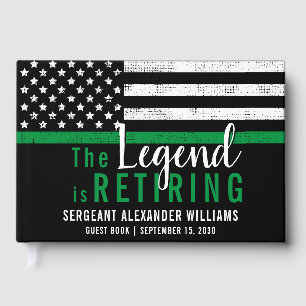 Military Retirement Thin Green Line Flag Army Guest Book