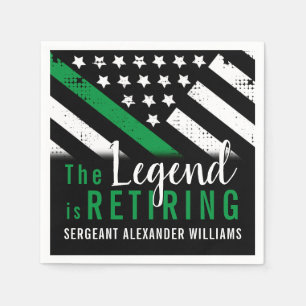 Military Retirement Thin Green Line Flag Army Napkin