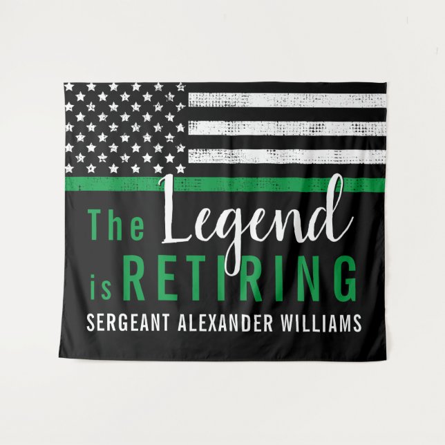 Military Retirement Thin Green Line Flag Army Tapestry (Front (Horizontal))