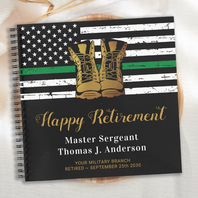 Military Retirement Thin Green Line Flag Guest  Notebook (Creator Uploaded)