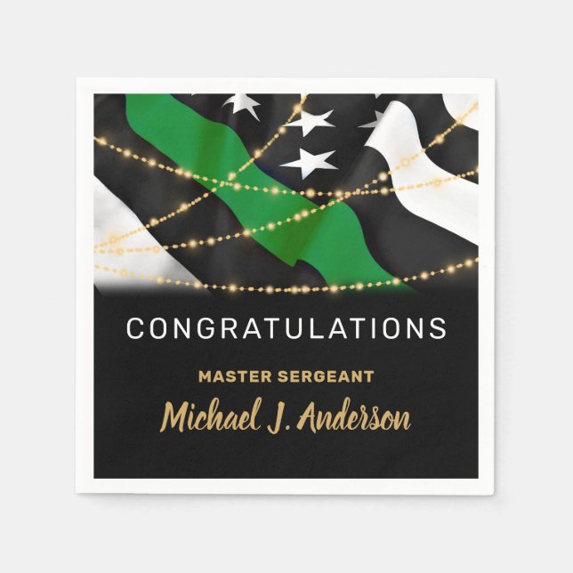 Military Retirement Thin Green Line Party  Napkin (Front)