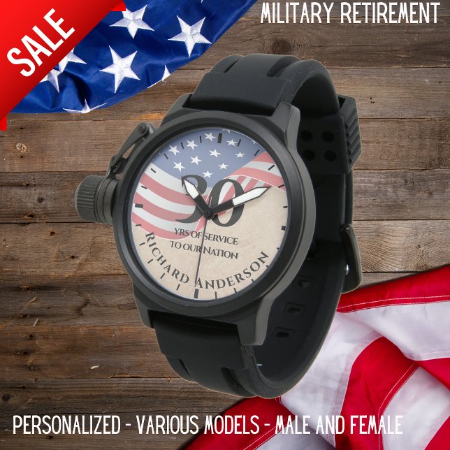 Military Retirement Us Flag Army Navy Airforce Blk Watch (Creator Uploaded)