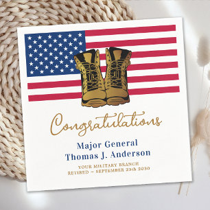 Military Retirement USA American Flag Army Party  Napkin