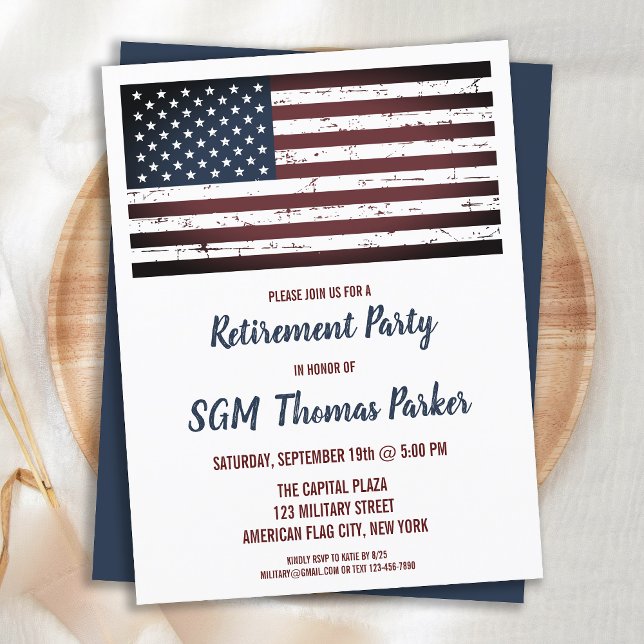 Military Retirement USA Flag Budget Invitation (Creator Uploaded)