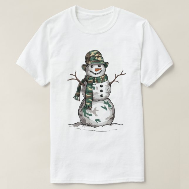 Military Snowman  T-Shirt (Design Front)