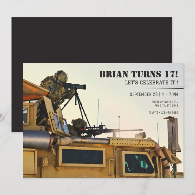 Military Soldier birthday Invitation (Front/Back)