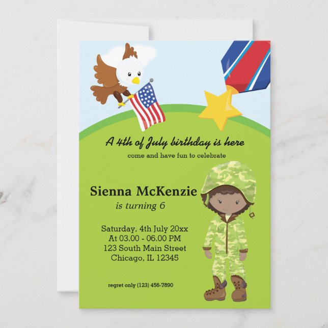 Military Soldier  Girl Invitation (Front)