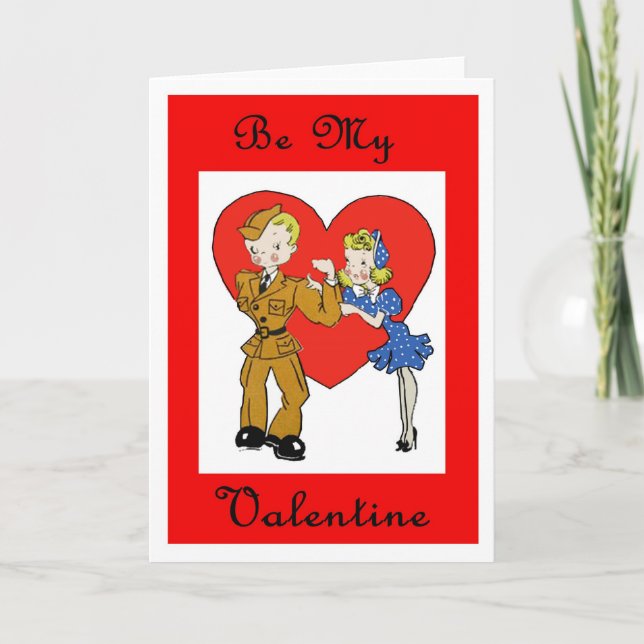 Military Soldier & Girl Valentine Card (Front)