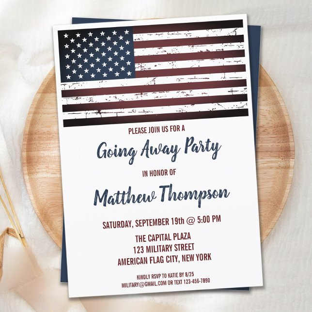 Military Soldier Going Away Party American Flag Invitation (Creator Uploaded)