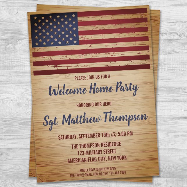 Military Soldier Homecoming Party American Flag Invitation (Creator Uploaded)