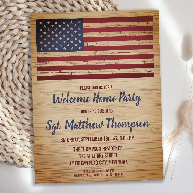 Military Soldier Homecoming Patriotic America Flag Announcement Postcard (Creator Uploaded)