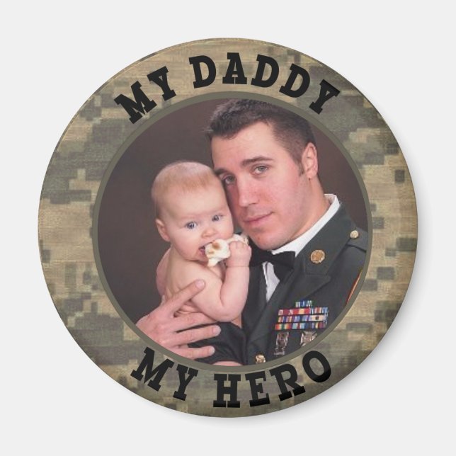 Military Soldier My Daddy My Hero Photo Frame Magnet (Front)