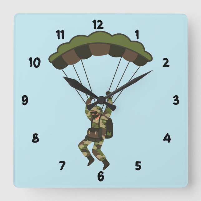 Military Soldier / Paratrooper Square Wall Clock (Front)