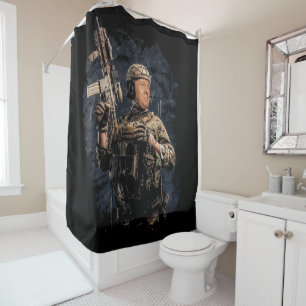 Military Soldier Trump Ready to Kick Some Democrat Shower Curtain
