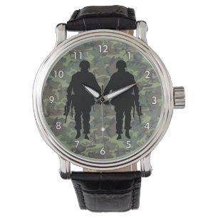 Military Soldier / Warrior Silhouette with Camo Watch