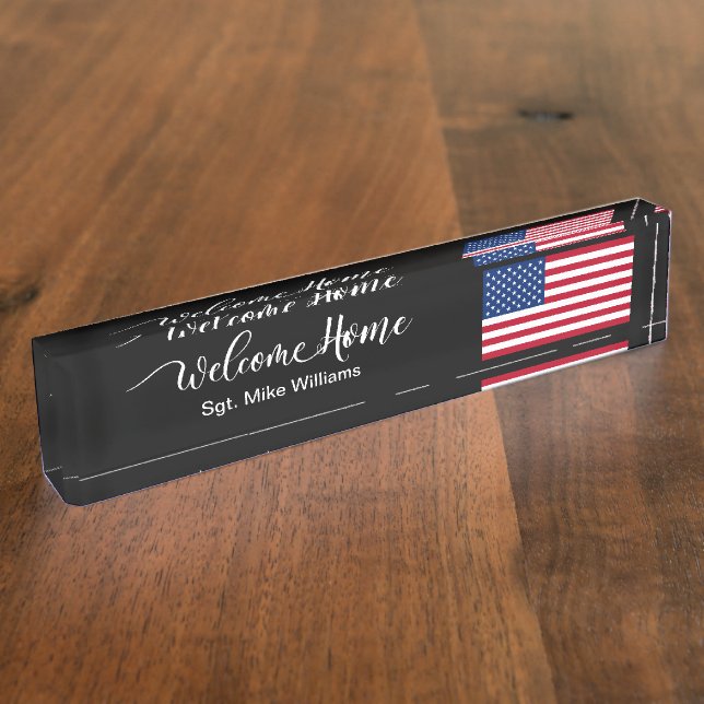 Military Soldier Welcome Home Classy American  Nameplate (Side)