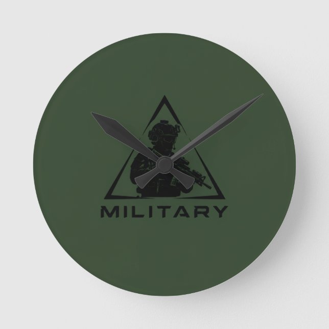 Military spec ops green design round clock (Front)