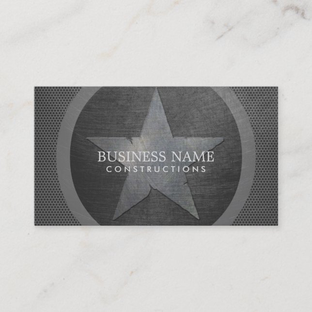 Military Star Grunge Metal Professional Business Card (Front)