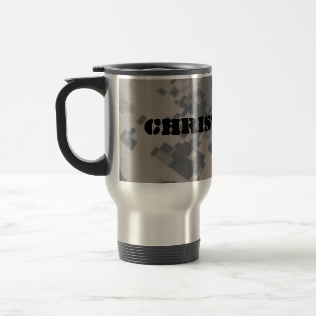 Military style background, personalise travel mug (Left)