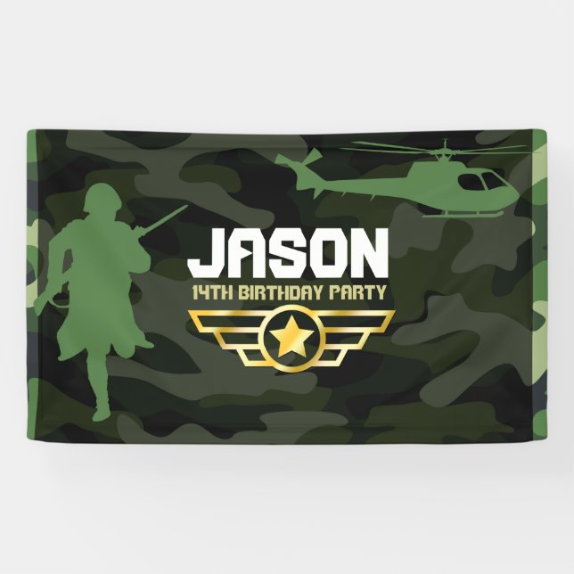 Military Style Party Backdrop Banner (Horizontal)