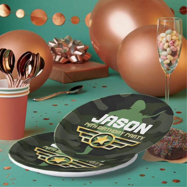 Military Style Party paper party plates (Multi)