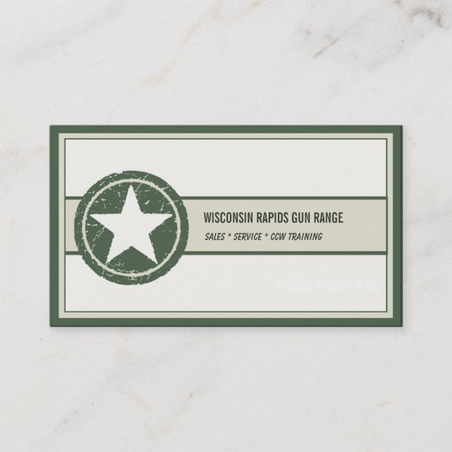 Military Style Patriotic Star Grunge Logo Business Card (Front)