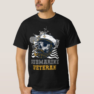 Military Submarine Veteran Submariner Skull Captai T-Shirt