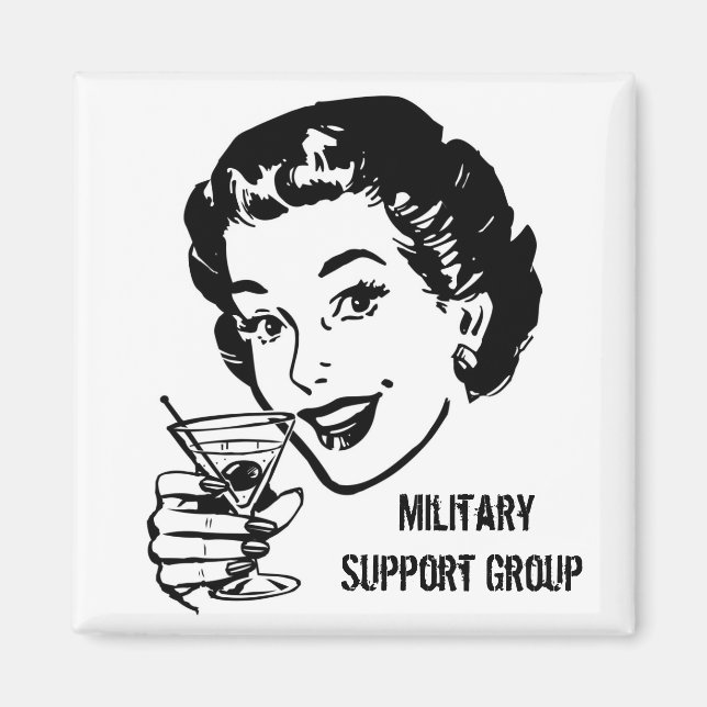 Military support group, martini, cheers, toast magnet (Front)