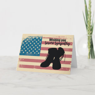 Military Sympathy with Boots Over Grunge Flag Card