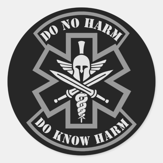 Military Tactical Medic Spartan Style Patch Classic Round Sticker (Front)
