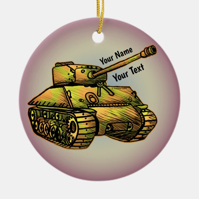 Military Tank Ceramic Tree Decoration (Front)