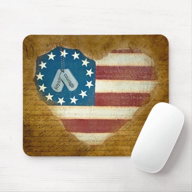 Military Thank You Heart Flag Mouse Mat (With Mouse)